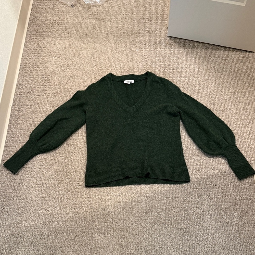 Madewell Deep Green V-Neck Sweater